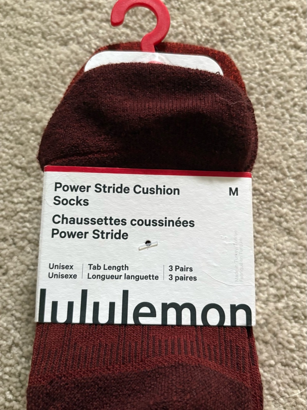 Lululemon Power Stride Cushion Socks size M 3 pk CACH/CRYE/CABA
